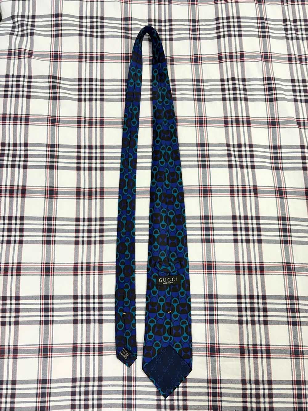 Gucci Silk Horsebit Tie Blue